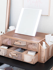 Load image into Gallery viewer, Rose Gold Monitor Stand with Drawers