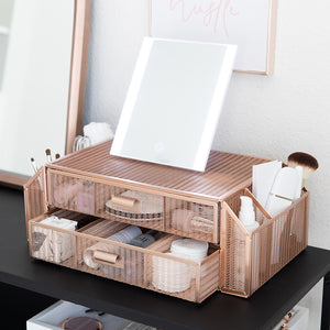 Rose Gold Monitor Stand with Drawers