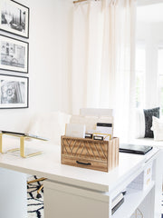 Load image into Gallery viewer, Natural Wooden Mail Organizer - Desktop File Holder -