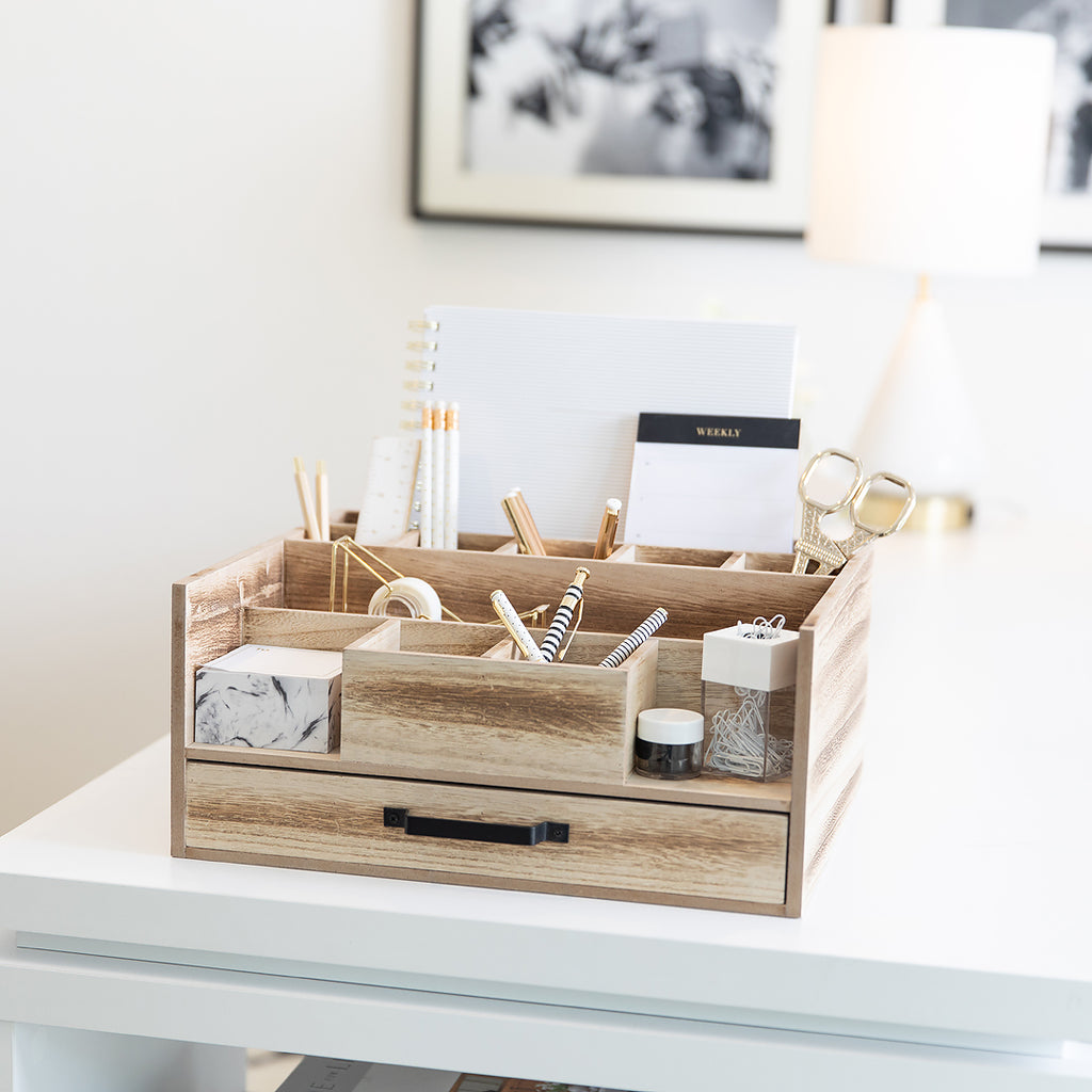 Blu Monaco 6-delige roségouden bureau-organizerset - bureausets