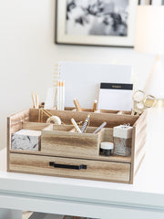 Load image into Gallery viewer, BLU MONACO Natural Wooden Office Supplies Organizer