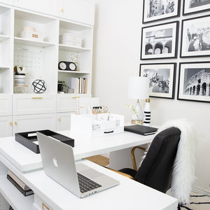 Load image into Gallery viewer, White Wooden Office Supplies Organizer