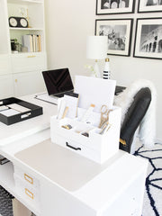 Load image into Gallery viewer, White Wooden Office Supplies Organizer