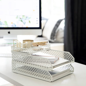 Load image into Gallery viewer, Riviera 6 Piece White Interlocking Desk Organizer Set