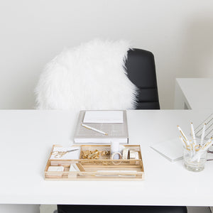 Load image into Gallery viewer, Blu Monaco Desk Drawer Organizer Tray for Office Organization - Gold Metal Small Drawer Organizer Bins - Desk Drawer Organizers and Accessories Tray Organizer