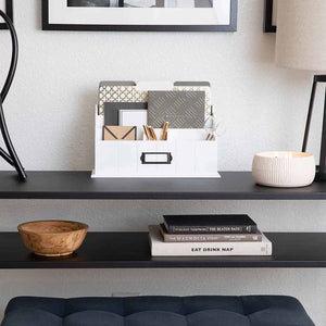 Load image into Gallery viewer, White Wooden Mail Organizer - 3 Tier with Label Holder