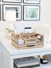Load image into Gallery viewer, BLU MONACO Natural Wooden Office Supplies Organizer