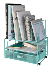 Load image into Gallery viewer, Fontvieille Desk Organizer with File Sorters and Drawer - Aqua