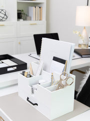 Load image into Gallery viewer, White Wooden Office Supplies Organizer
