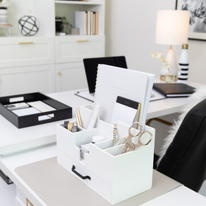 Load image into Gallery viewer, White Wooden Office Supplies Organizer