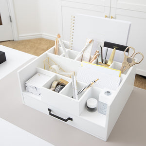 Load image into Gallery viewer, White Wooden Office Supplies Organizer