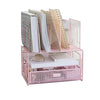 Fontvieille Desk Organizer with File Sorters and Drawer - Pink