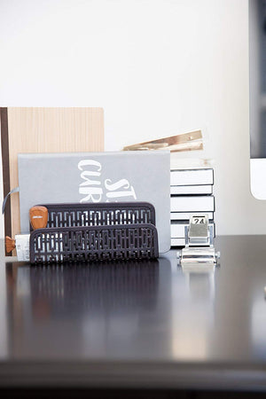 Load image into Gallery viewer, Blu Monaco Bronze Desk Organizer for - 3 Piece Desk Accessories Set - Bronze Trellis Pattern - Blu Monaco