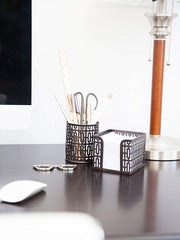 Load image into Gallery viewer, Blu Monaco Bronze Desk Organizer for - 3 Piece Desk Accessories Set - Bronze Trellis Pattern - Blu Monaco