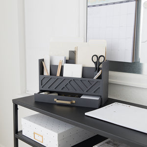 Load image into Gallery viewer, Grey Mail Organizer - Desktop Mail Holder with Drawer by Blu Monaco