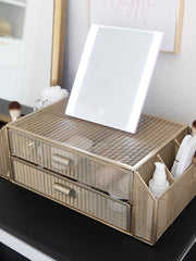 Load image into Gallery viewer, Gold Monitor Stand with Drawers