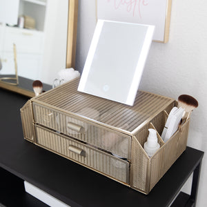 Load image into Gallery viewer, Gold Monitor Stand with Drawers