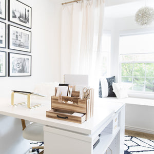 Load image into Gallery viewer, White Wooden Office Supplies Organizer with Drawer by Blu Monaco