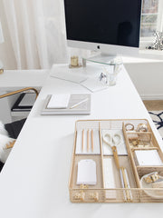 Load image into Gallery viewer, Blu Monaco Desk Drawer Organizer Tray for Office Organization - Gold Metal Large Drawer Organizer Bins - Desk Drawer Organizers and Accessories Tray Organizer