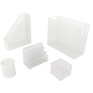 Load image into Gallery viewer, Fontvieille 5 Piece White Desk Organizer Set with Desktop Hanging File Organizer