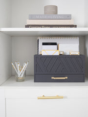 Load image into Gallery viewer, Grey Mail Organizer - Desktop Mail Holder with Drawer by Blu Monaco