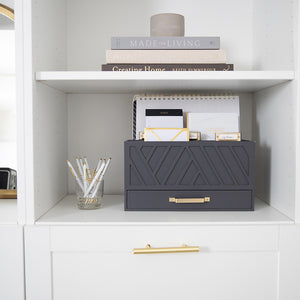 Load image into Gallery viewer, Grey Mail Organizer - Desktop Mail Holder with Drawer by Blu Monaco