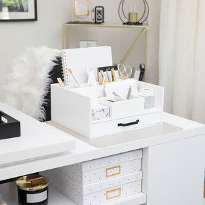 Load image into Gallery viewer, White Wooden Office Supplies Organizer