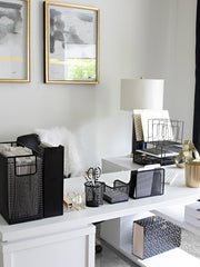 Load image into Gallery viewer, Fontvieille 5 Piece Black Desk Organizer Set With Desktop Hanging File Organizer