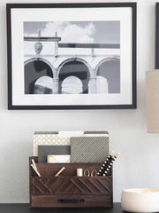 Load image into Gallery viewer, Brown Wooden Mail Organizer with Drawer