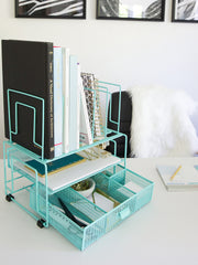 Load image into Gallery viewer, Fontvieille Desk Organizer with File Sorters and Drawer - Aqua