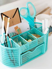 Load image into Gallery viewer, Fontvieille Aqua Desk Organizer with Drawer