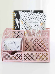 Load image into Gallery viewer, Riviera Designer Metal Desk Organizer with Drawer - Pink