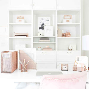 Load image into Gallery viewer, Fontvieille 5 Piece Rose Gold Desk Organizer Set with Desktop Hanging File Organizer