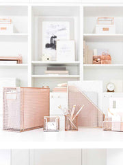 Load image into Gallery viewer, Fontvieille 5 Piece Rose Gold Desk Organizer Set with Desktop Hanging File Organizer