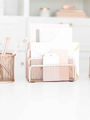 Load image into Gallery viewer, Fontvieille 5 Piece Rose Gold Desk Organizer Set with Desktop Hanging File Organizer