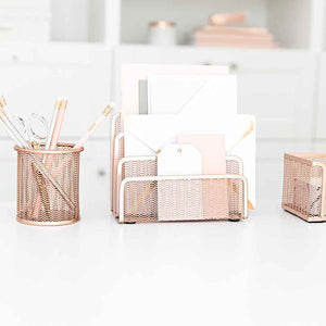 Load image into Gallery viewer, Fontvieille 5 Piece Rose Gold Desk Organizer Set with Desktop Hanging File Organizer