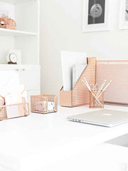 Load image into Gallery viewer, Fontvieille 5 Piece Rose Gold Desk Organizer Set with Desktop Hanging File Organizer
