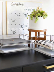 Load image into Gallery viewer, Stackable Paper Trays with Accessory Tray - 4 Tier - Silver Metal Mesh - Letter Size