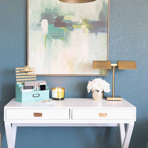 Load image into Gallery viewer, Teal Wooden Mail Organizer - 3 Tier with Label Holder