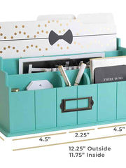 Load image into Gallery viewer, Teal Wooden Mail Organizer - 3 Tier with Label Holder