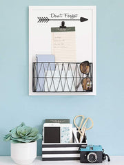 Load image into Gallery viewer, Wall Mount Mail Organizer with Note Clip - White Wood with Black Metal Basket