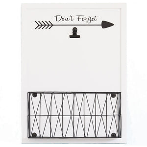 Load image into Gallery viewer, Wall Mount Mail Organizer with Note Clip - White Wood with Black Metal Basket