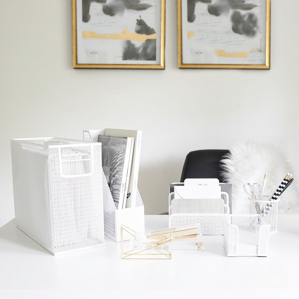 Blu Monaco 5-delige schattige bureaubenodigdheden, aqua bureau-organizerset, met bureau-organizer voor hangende bestanden, aqua bureau-accessoires