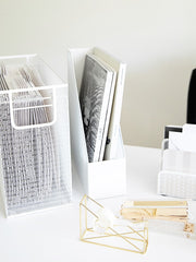 Load image into Gallery viewer, Fontvieille 5 Piece White Desk Organizer Set with Desktop Hanging File Organizer