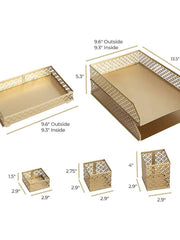 Load image into Gallery viewer, Riviera 6 Piece Gold Interlocking Desk Organizer Set