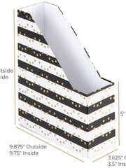 Load image into Gallery viewer, Foldable Magazine File Holders with Gold Label Holder - Set of 4 - Black and Gold