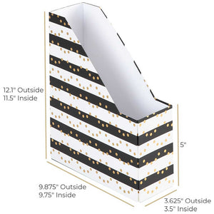 Load image into Gallery viewer, Foldable Magazine File Holders with Gold Label Holder - Set of 4 - Black and Gold