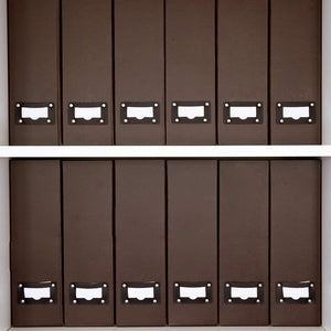 Load image into Gallery viewer, Foldable Magazine File Holder with Leather Label Holder - Set of 6 - Brown