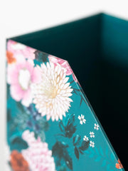 Load image into Gallery viewer, Foldable Magazine File Holder with Gold Label Holder - Set of 4 - Floral and Teal