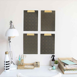 Load image into Gallery viewer, Set of 4 Decorative Clipboards with Dark Geometric Patterns and Gold foil